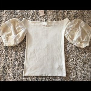 Free people puffed sleeves off the shoulder top size M